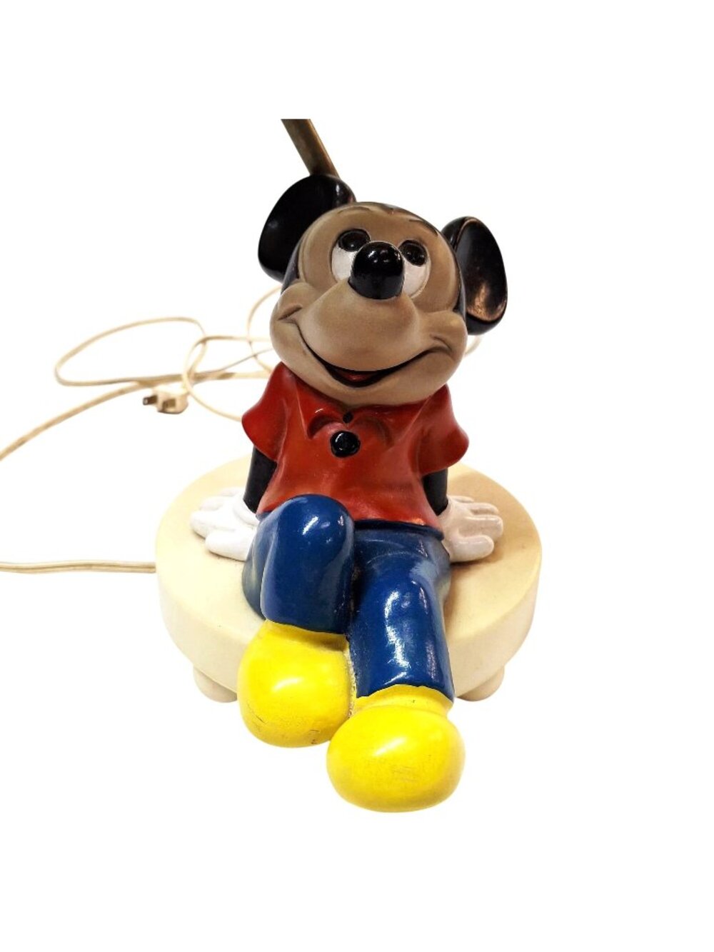 Vintage Walt Disney Productions Mickey Mouse table lamp features a seated figur